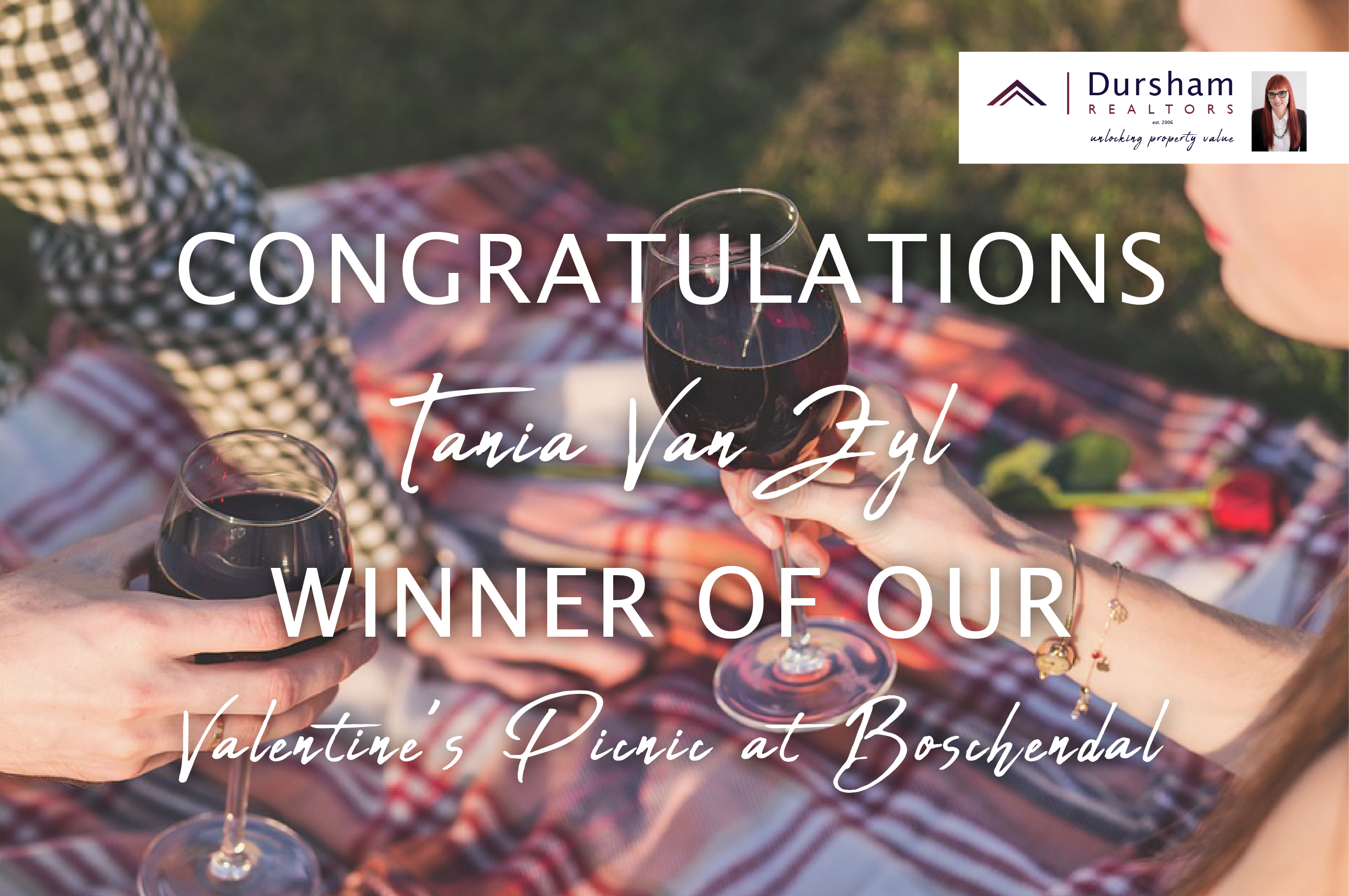 Tania van Zyl is the winner of our Valetine's Picnic at Boschendal.